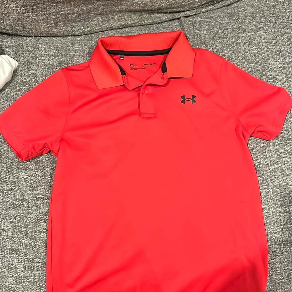 Boys under armour youth medium red golf shirt